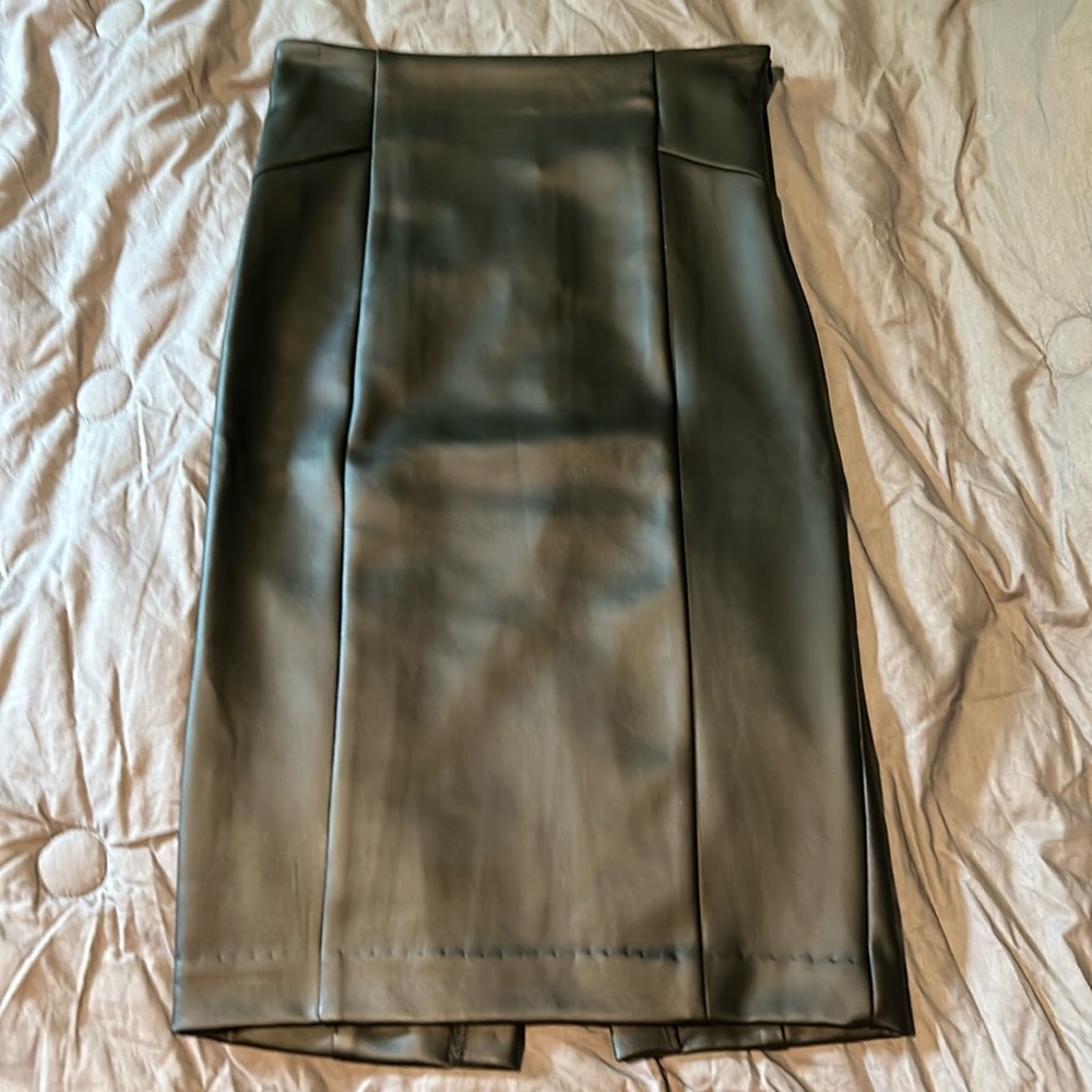 Black pleather medi skirt
